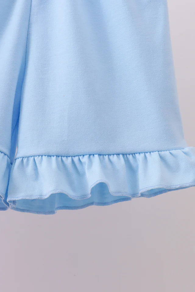 Abby & Evie Pink Seersucker Animal Smocked Ruffle Shorts Set 112926 SpadezStore