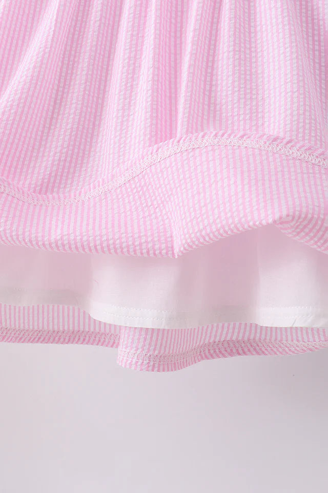 Abby & Evie Pink Seersucker Animal Smocked Ruffle Shorts Set 112926 SpadezStore