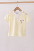 Abby & Evie Yellow Cross Embroidery Boys Top 112967 SpadezStore