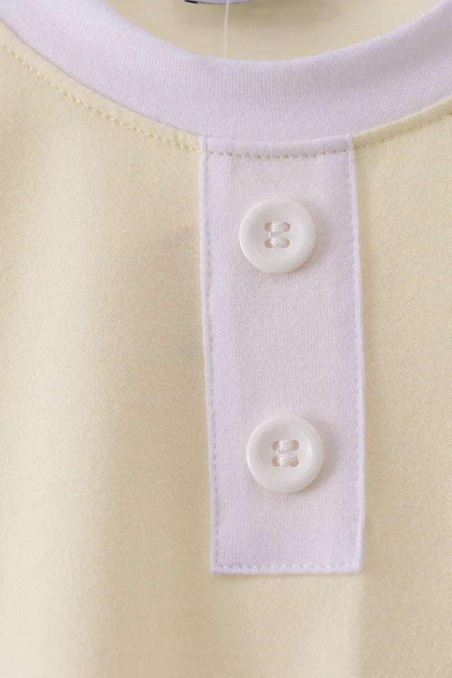 Abby & Evie Yellow Cross Embroidery Boys Top 112967 SpadezStore