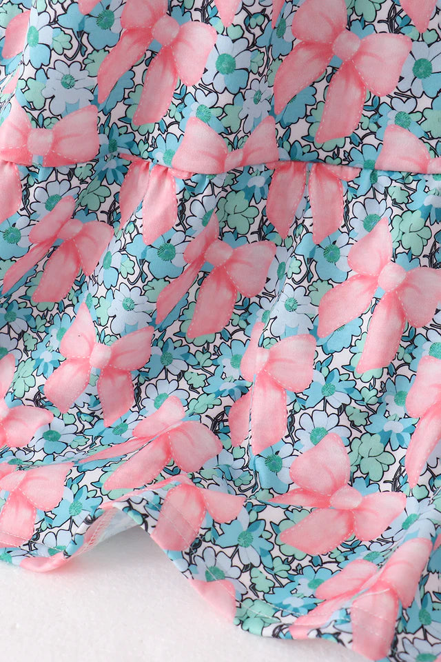 Abby & Evie Pink Floral Smocked Tiered Dress 113047 SpadezStore