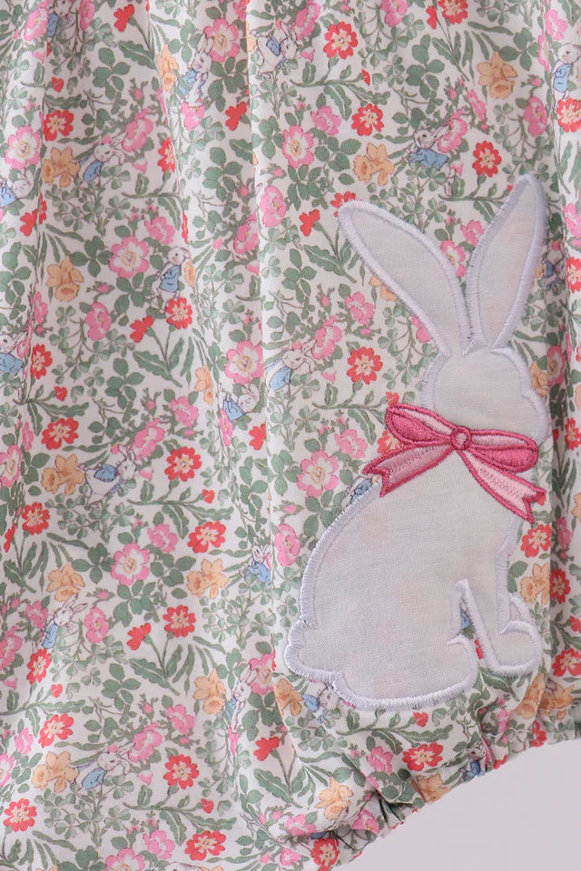 Abby & Evie Floral Bunny Applique Ruffle Bubble 113086 SpadezStore