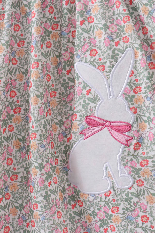 Abby & Evie Floral Bunny Applique Ruffle Dress 113089 SpadezStore
