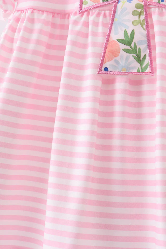 Abby & Evie Pink Stripe Cross Applique Ruffle Shorts Set SpadezStore