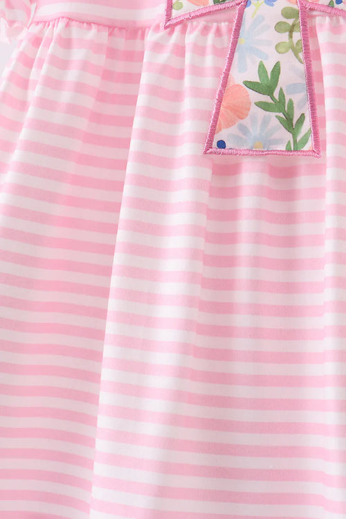 Abby & Evie Pink Stripe Cross Applique Ruffle Shorts Set SpadezStore
