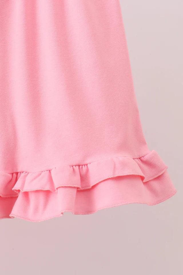 Abby & Evie Pink Stripe Cross Applique Ruffle Shorts Set SpadezStore