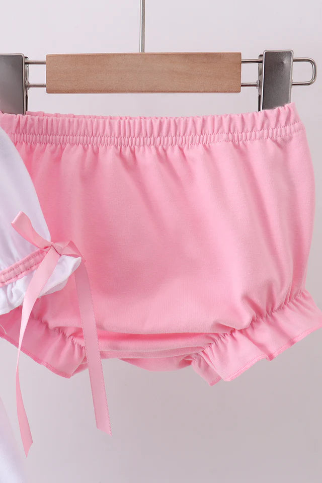 Abby & Evie White Cross Smocked Ruffle Girls Bloomer Set 113248 SpadezStore