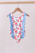 Abby & Evie Blue Cherry Print Ruffle Swimsuit 113274 SpadezStore