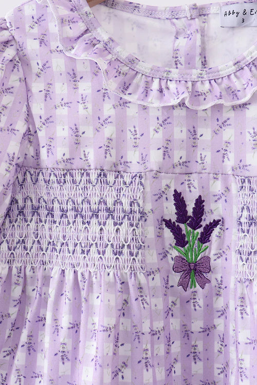 Abby & Evie Lavender Floral Smocked Ruffle Shorts Set 113288