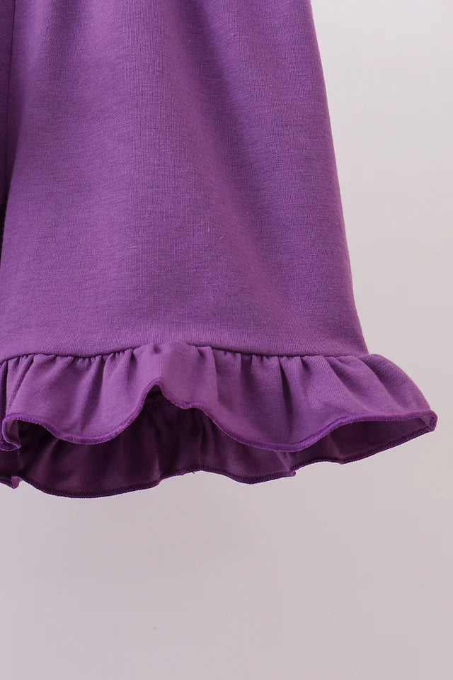 Abby & Evie Lavender Floral Smocked Ruffle Shorts Set 113288