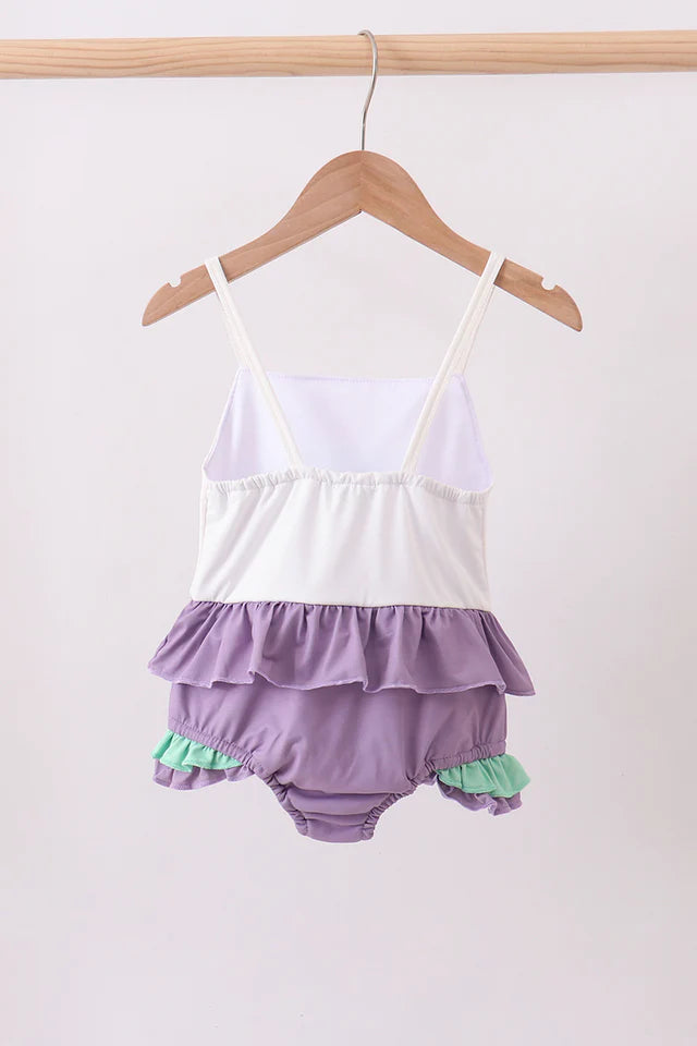 Abby & Evie Purple Lace Rainbow Ruffle One-piece Swimsuit 113293 SpadezStore