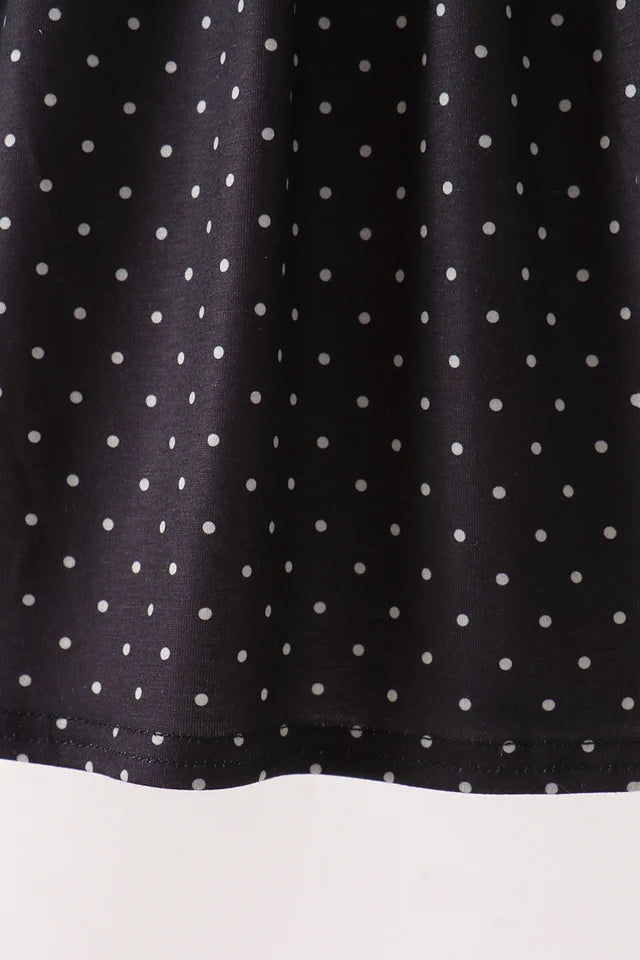 Abby & Evie Black Ghost Spider Embroidery Ruffle Dress 113847