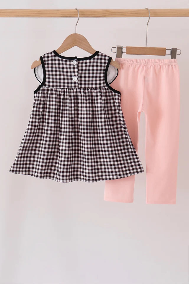 Abby & Evie Pink Ghost Embroidery Pants Set 114068