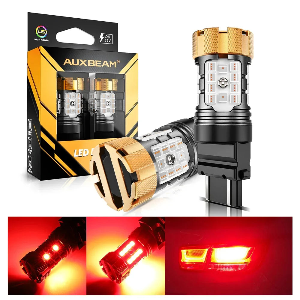 Auxbeam T25 3157 3156 LED Brake/Tail Light Bulbs 50W 4000LM CAN-Bus Error Free Red B21-PRO Series | 2 Bulbs