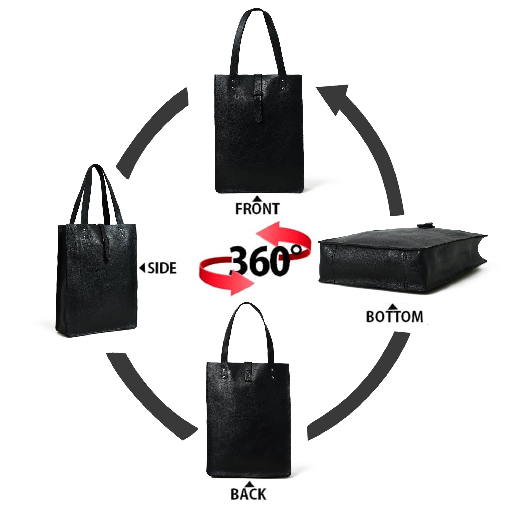 Classy Leather Bags Ebony Elegance Leather Tote SpadezStore