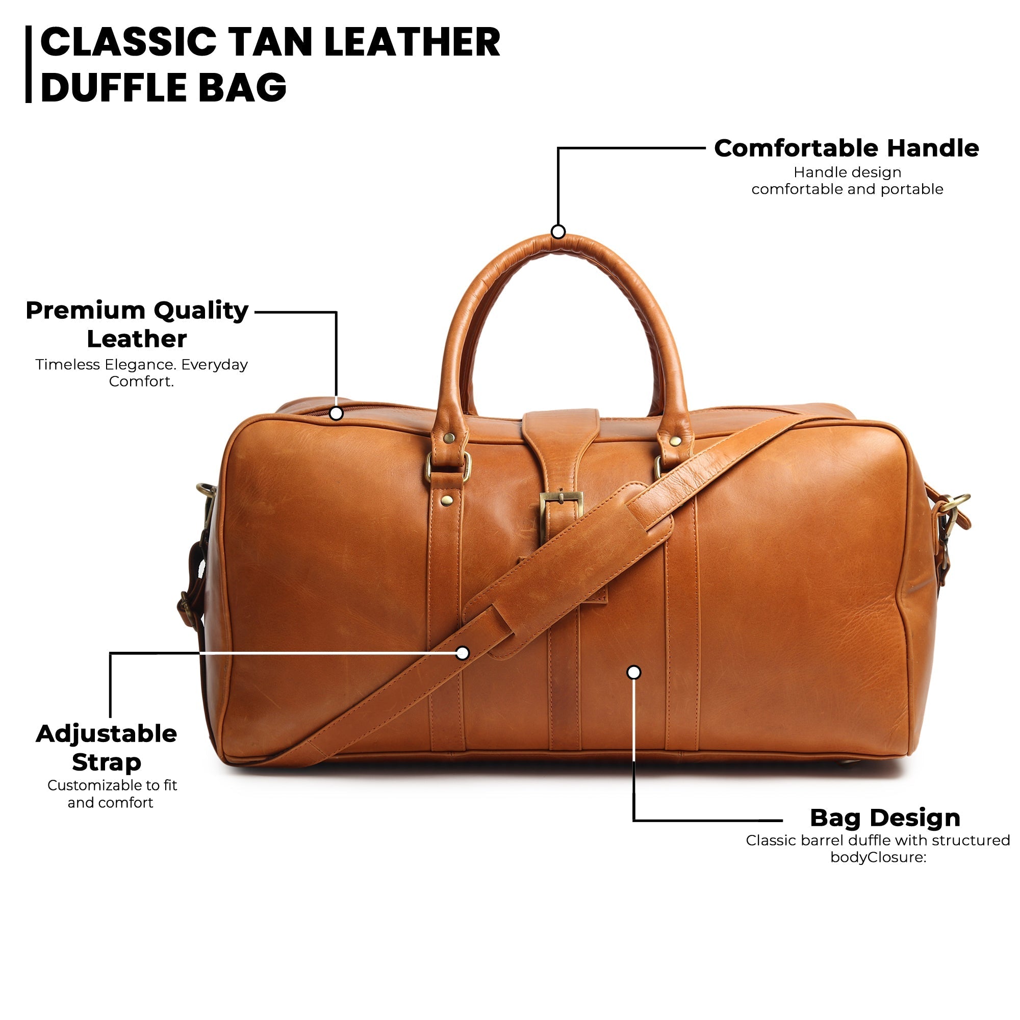 Classy Leather Bags Port Blair Leather Duffle Travel Bag SpadezStore
