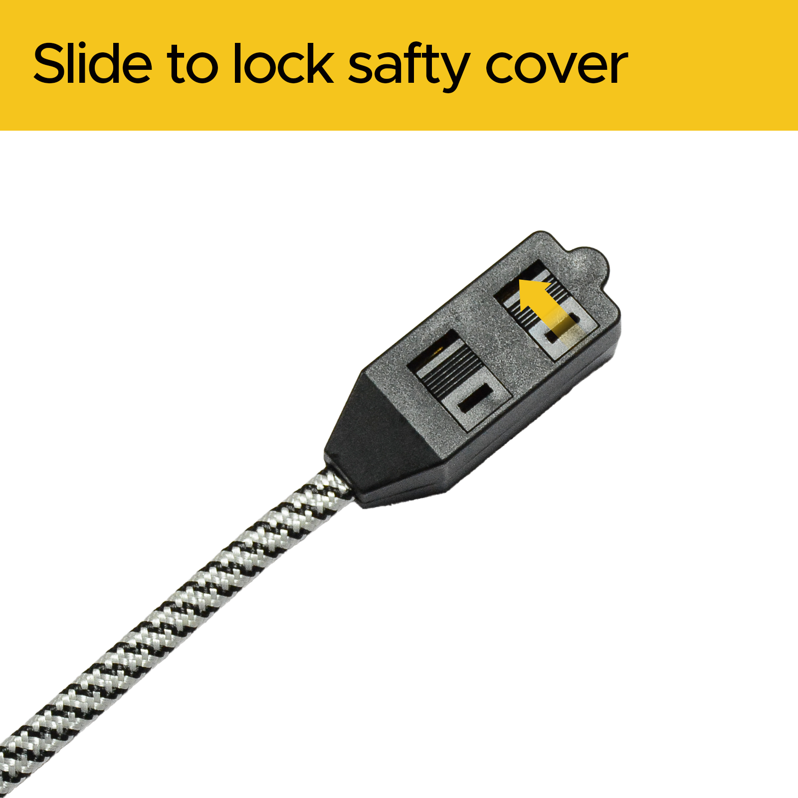 CRST 2-Pack 12ft Flat Extension Cord with Safety Covers, Braided Long Extension Cord with Flat Plug, 3-Outlet Power Strip, 16AWG, 1625W, ETL Listed SpadezStore