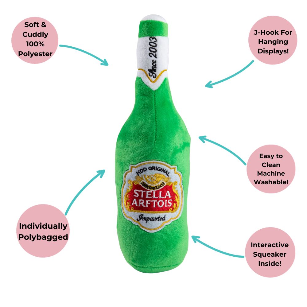 Haute Diggity Dog Stella Arftois Beer Bottle Plush Toy