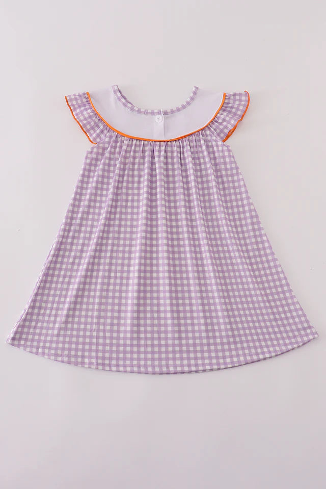 Abby & Evie Purple Halloween Pumpkin Ghost Embroidery Dress 120711 SpadezStore