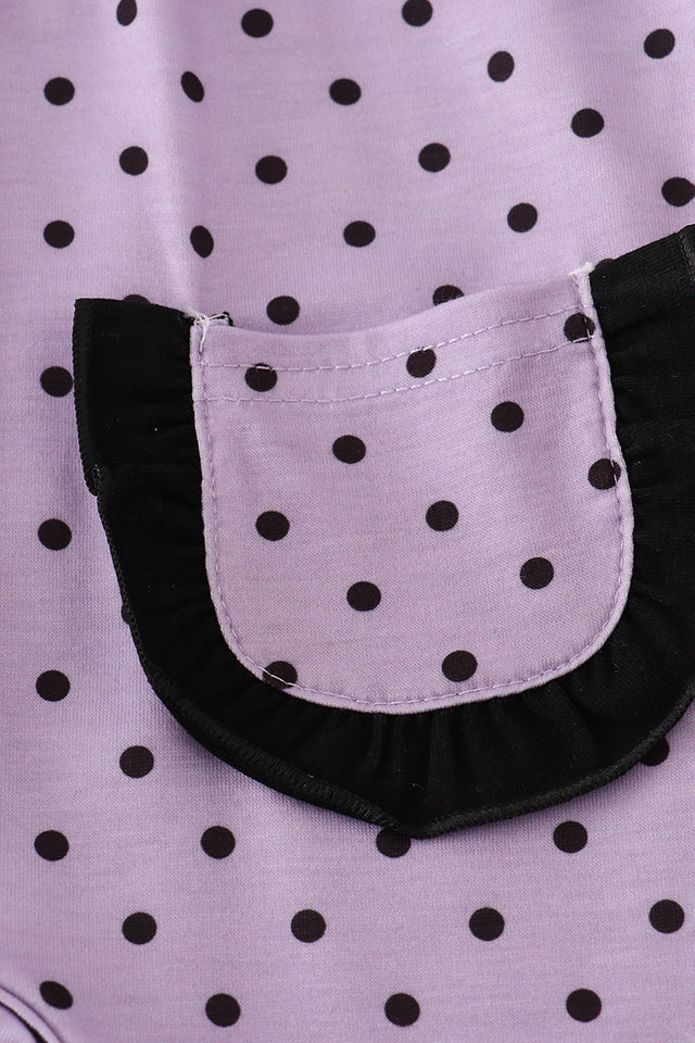 Abby & Evie Purple Halloween Dot Witch Embroidery Romper 120790 SpadezStore