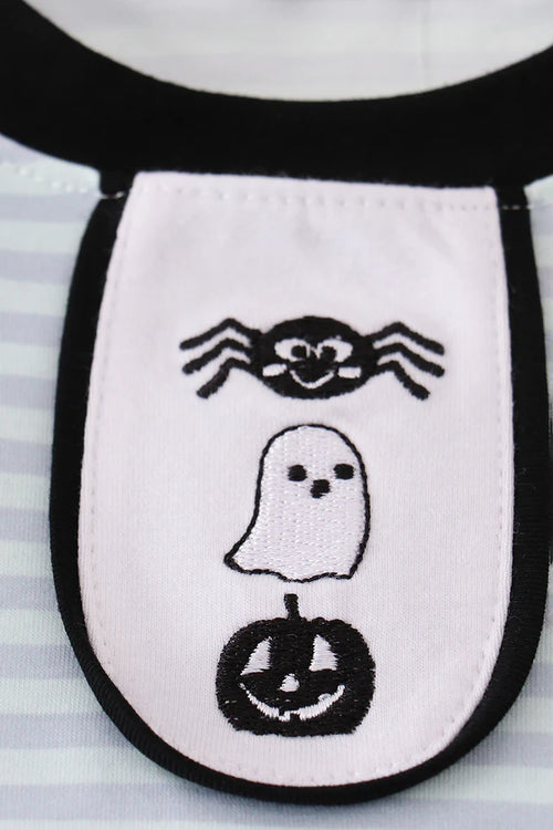 Abby & Evie Blue Halloween Spider Embroidery Stripe Pants Set 120795 SpadezStore