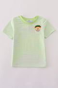Abby & Evie Green Scarecrow Embroidery Stripe Top 120915 SpadezStore