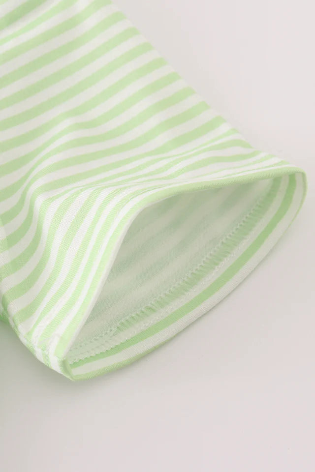 Abby & Evie Green Scarecrow Embroidery Stripe Top 120915 SpadezStore