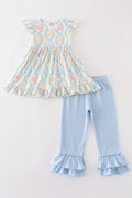 Abby & Evie Blue Pumpkin Embroidery Girl Set 120927 SpadezStore