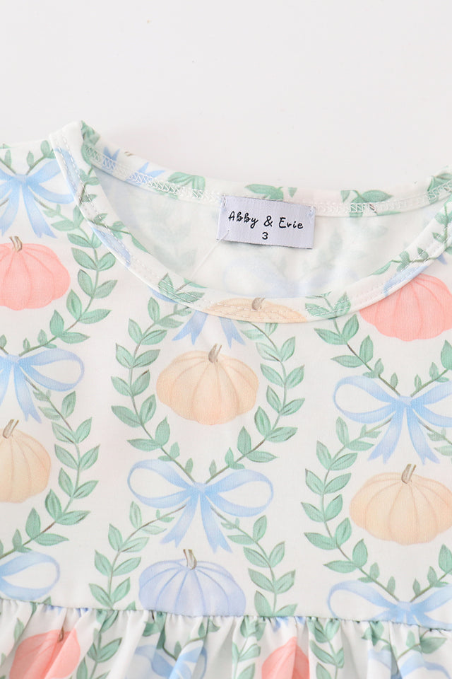 Abby & Evie Blue Pumpkin Embroidery Girl Set 120927 SpadezStore