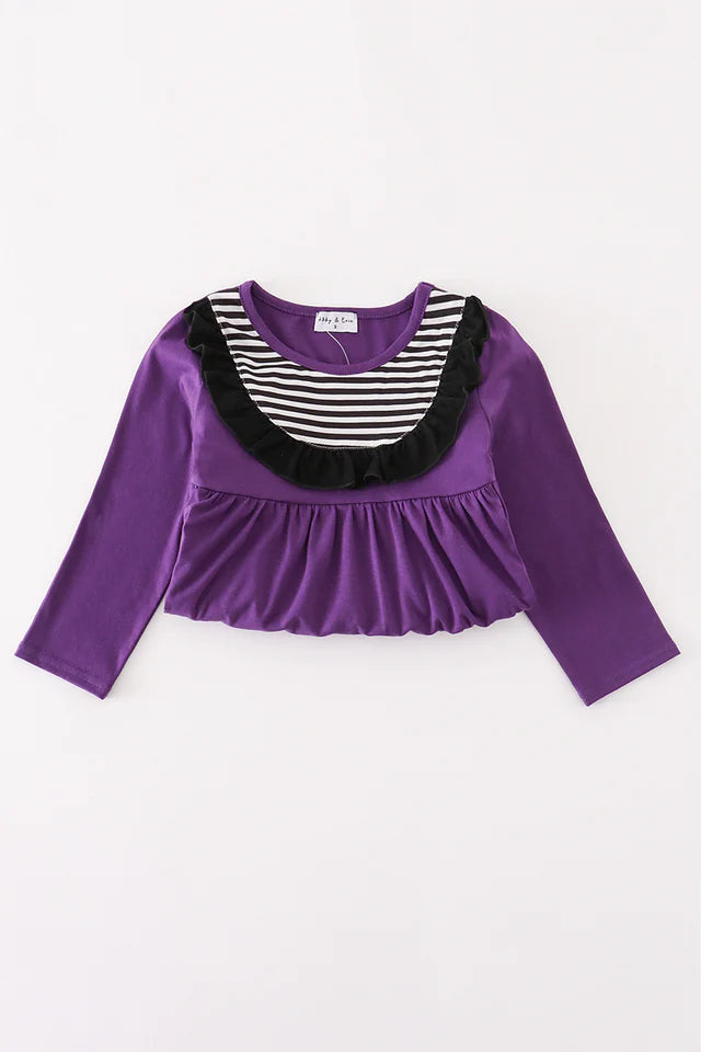 Abby & Evie Purple Halloween Witch Applique Dress 120988 SpadezStore