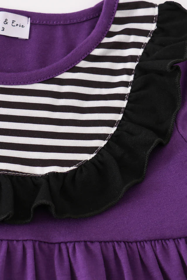 Abby & Evie Purple Halloween Witch Applique Dress 120988 SpadezStore