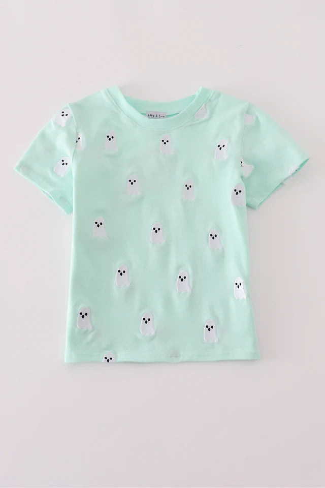 Abby & Evie Green Ghost Embroidery Top 122307 SpadezStore