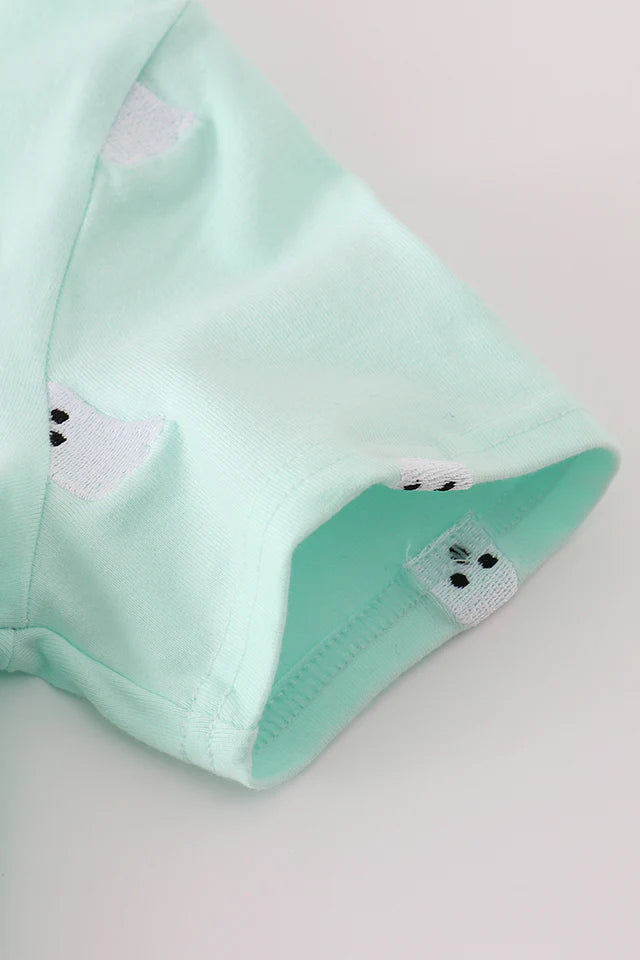 Abby & Evie Green Ghost Embroidery Top 122307 SpadezStore