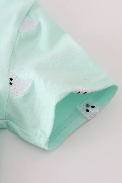 Abby & Evie Green Ghost Embroidery Top 122307 SpadezStore