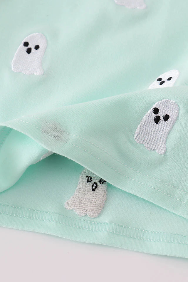 Abby & Evie Green Ghost Embroidery Top 122307 SpadezStore