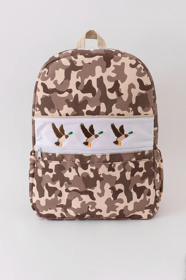 Abby & Evie Camouflage Duck Embroidery Canvas Backpack 122469