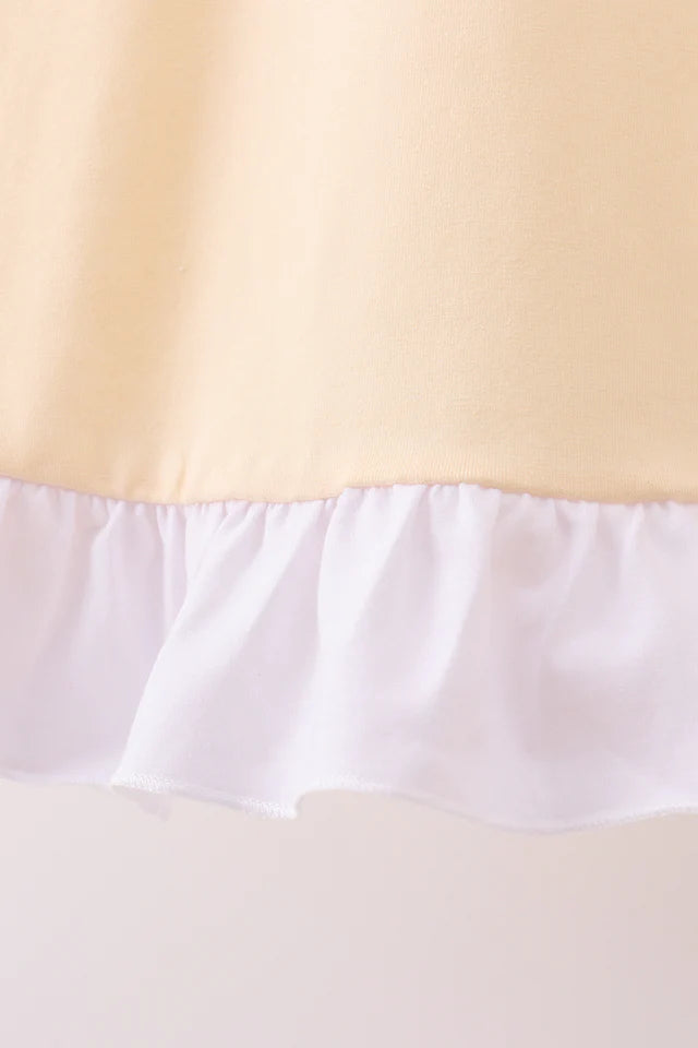 Abby & Evie Beige Turkey Embroidery Ruffle Dress 122492 SpadezStore