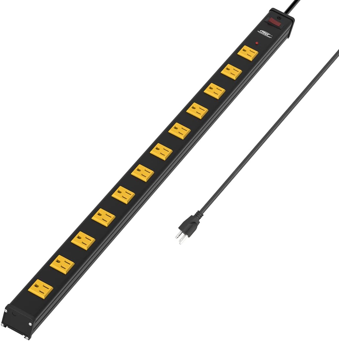 CRST Wideoutlets 2.6" Wide Spaced 12 Outlets Mountable Metal Power Strip Surge Protector with 1800 Joule Protection & EMI Filter Heavy Duty Construction 15A Circuit Breaker Included SpadezStore