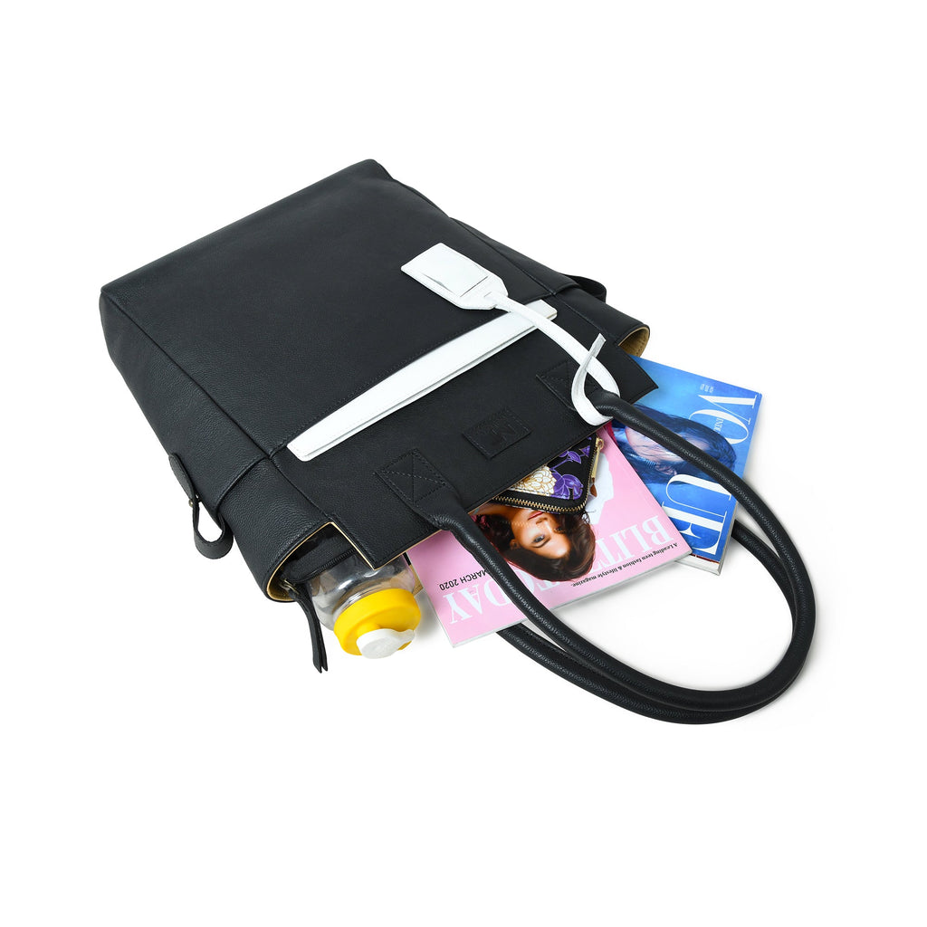 Classy Leather Bags Midnight Elegance Noir Shopper Tote SpadezStore