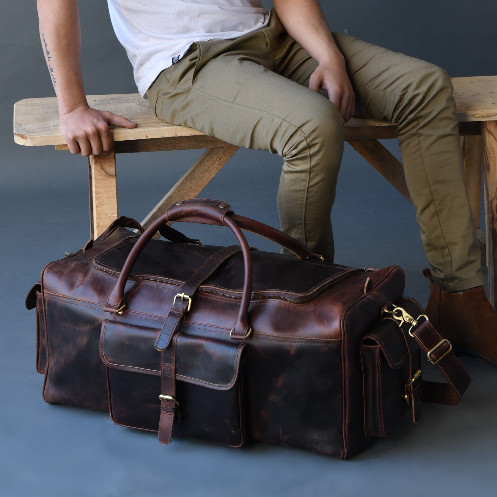 Classy Leather Bags The Stellan Buffalo Duffel SpadezStore