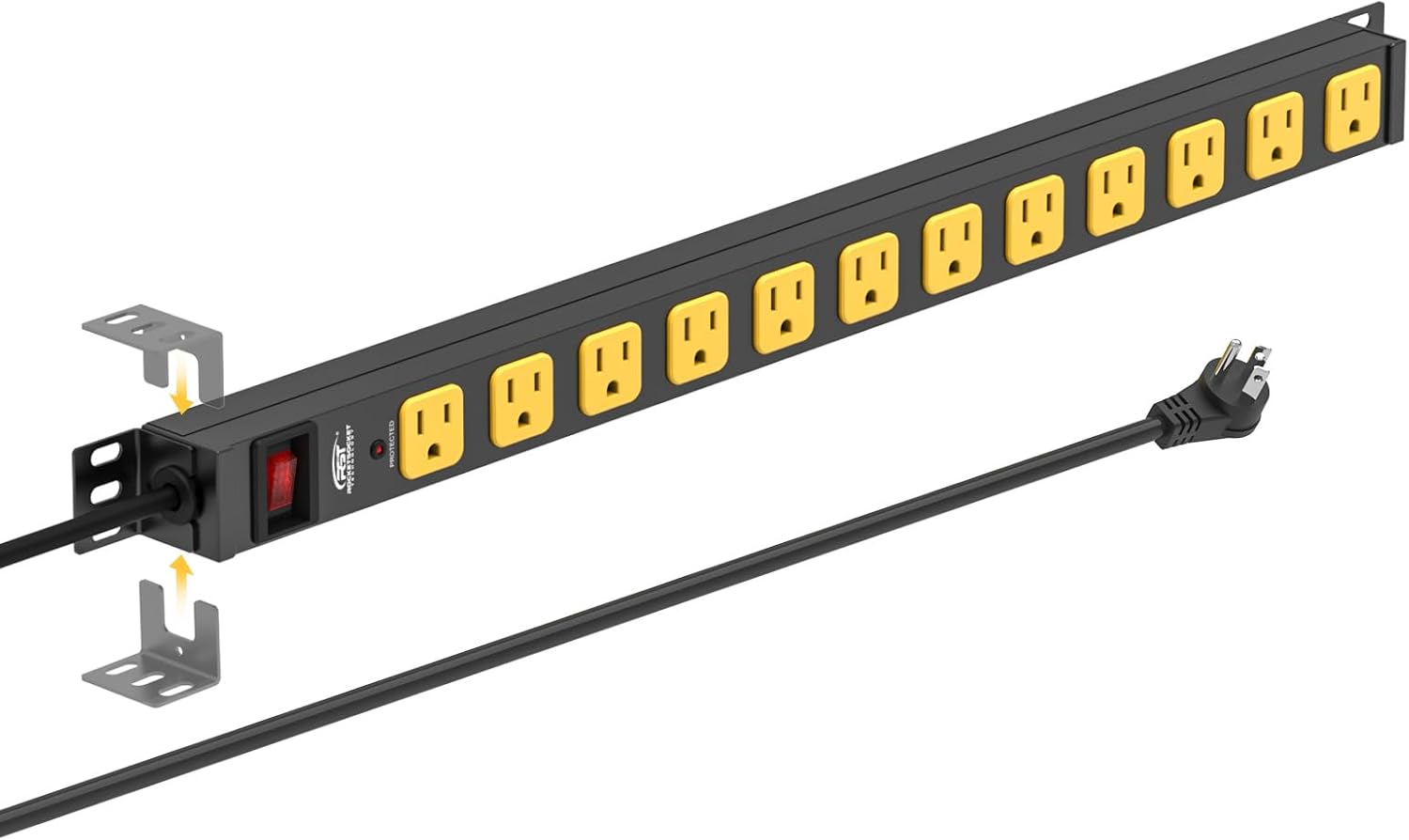 Rocket Socket Technology CRST Mountable Long Power Strip, 8 Outlets or 12 outlets 2100 Joules Surge Protector, Slim Metal Power Bar with 6FT Extension Cord, ETL Listed. SpadezStore