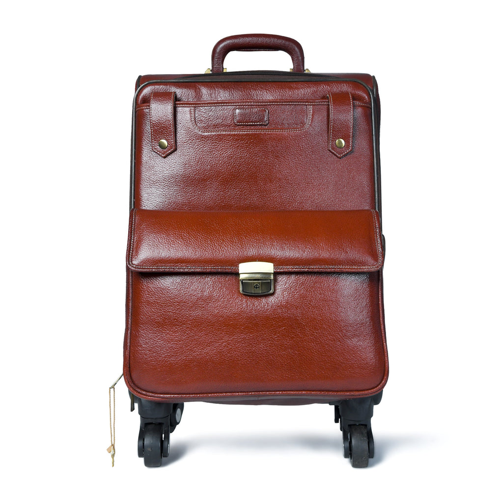 Classy Leather Bags Leather Carry-On Trolly Bag