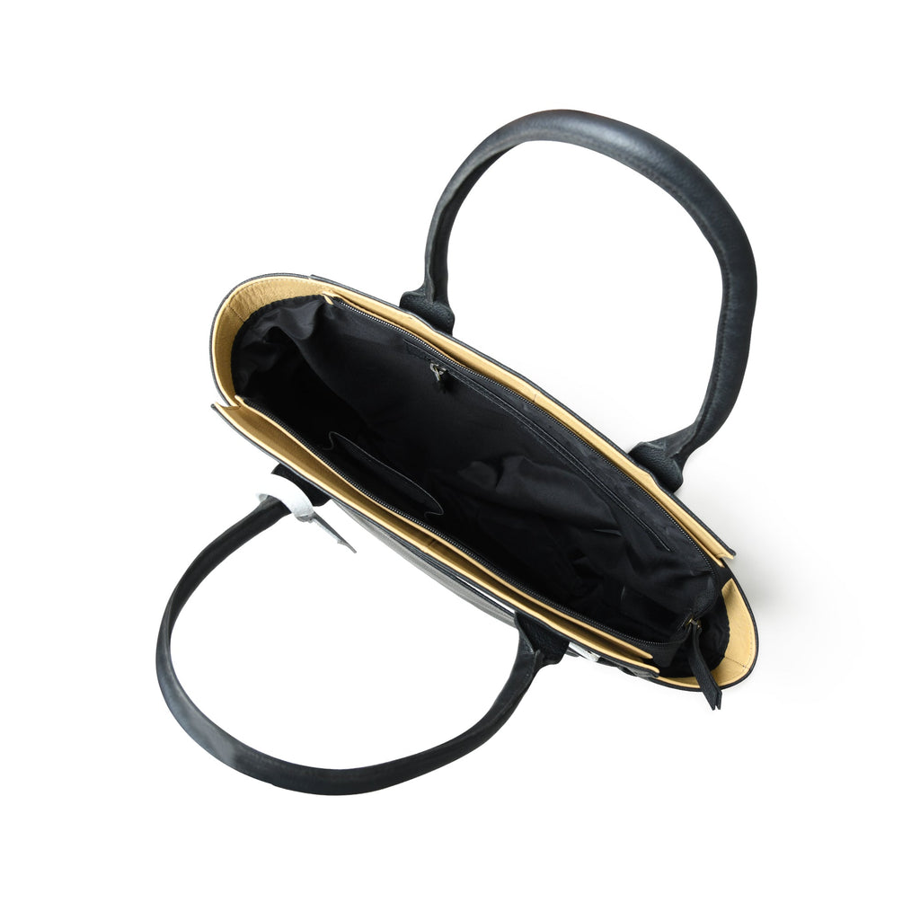 Classy Leather Bags Midnight Elegance Noir Shopper Tote SpadezStore