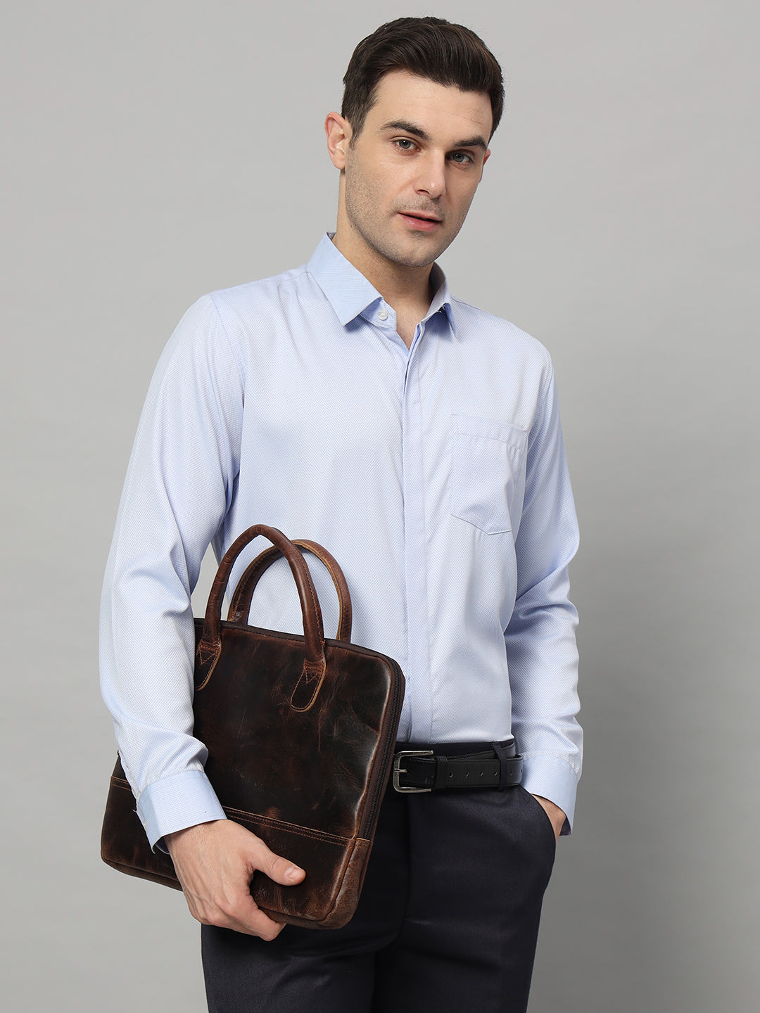 Modernist Leather Laptop Bag-Dark Brown SpadezStore