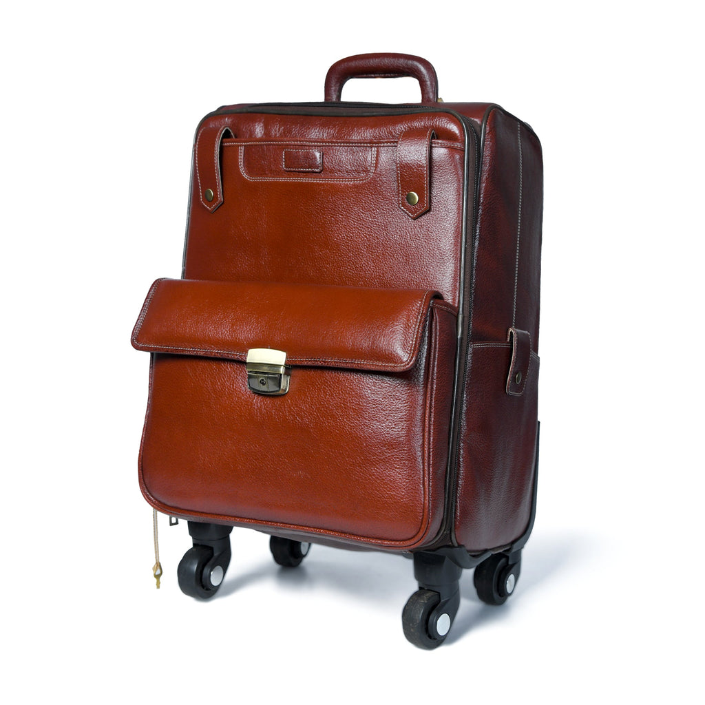 Classy Leather Bags Leather Carry-On Trolly Bag