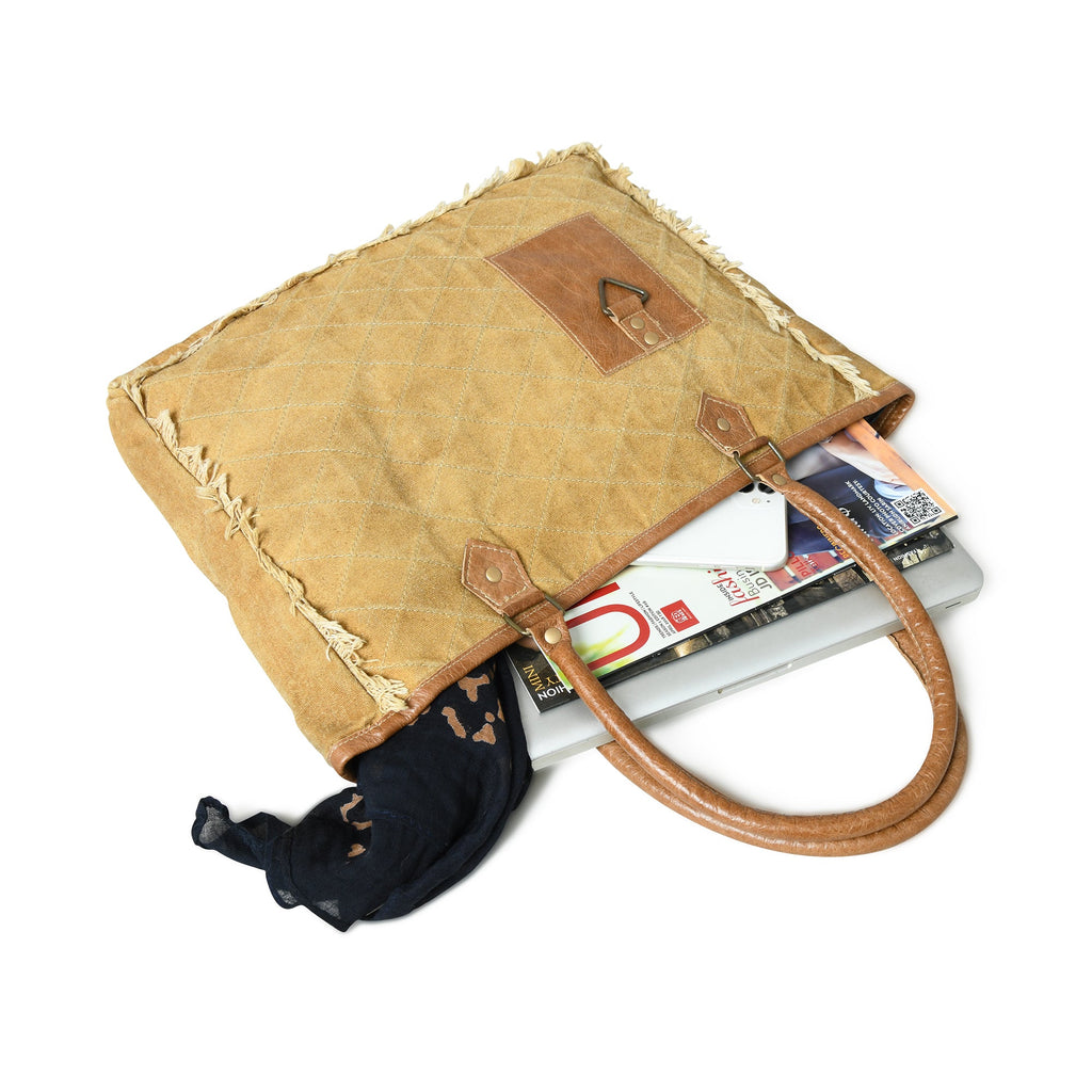 Classy Leather Bags Beige Boho Chic Canvas Bag SpadezStore