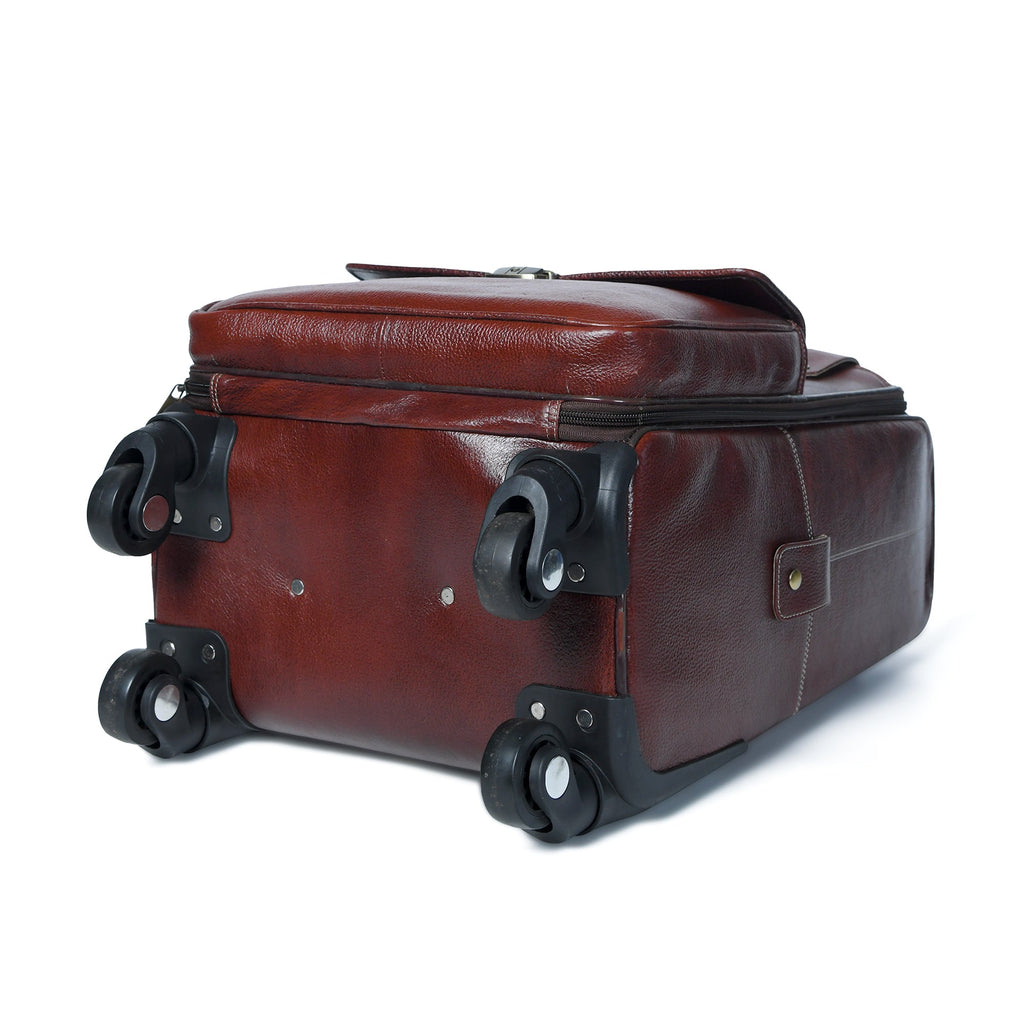 Classy Leather Bags Leather Carry-On Trolly Bag