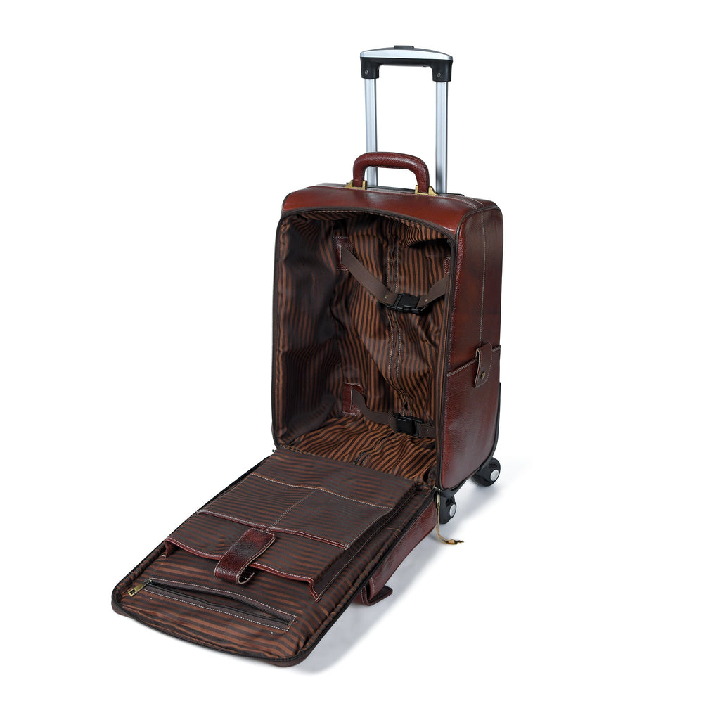 Classy Leather Bags Leather Carry-On Trolly Bag