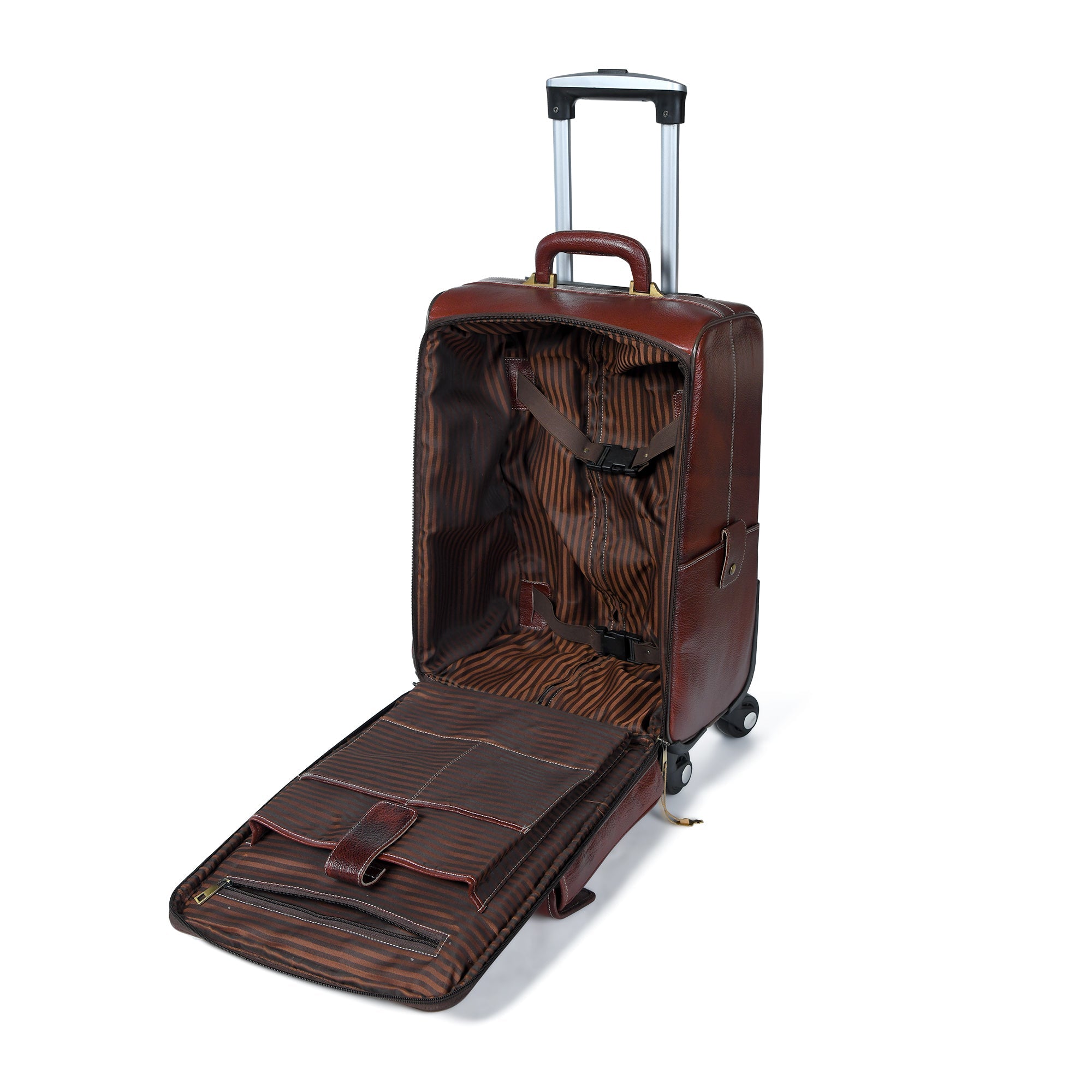 Classy Leather Bags Leather Carry-On Trolly Bag