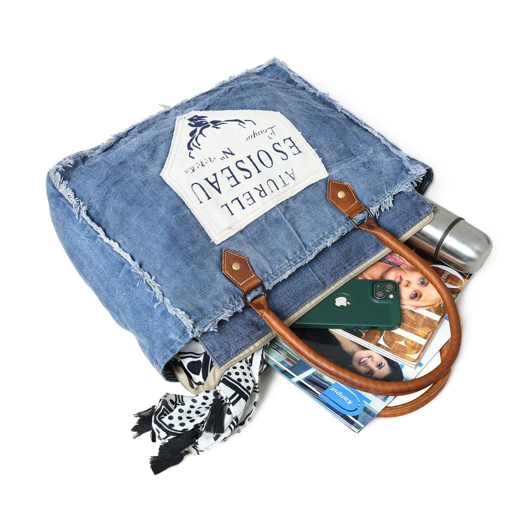 Classy Leather Bags Denim Boho Chic Canvas Shoulder Bag SpadezStore